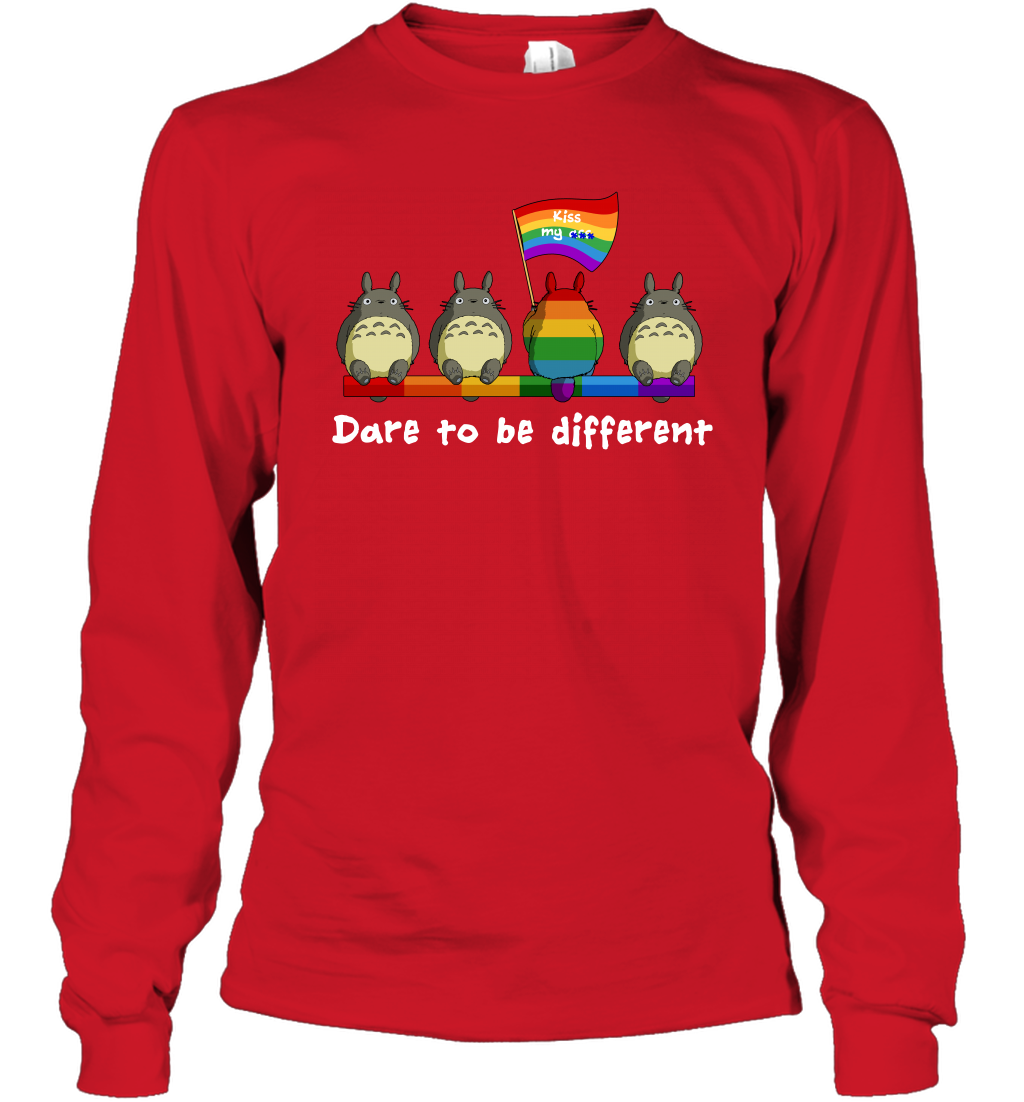 Dare To Be Different Totoro LGBT Long Sleeve T-Shirt Long Sleeve T-Shirt Red