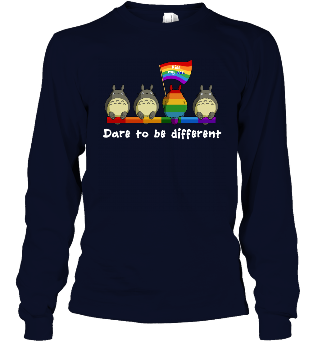 Dare To Be Different Totoro LGBT Long Sleeve T-Shirt Long Sleeve T-Shirt Navy