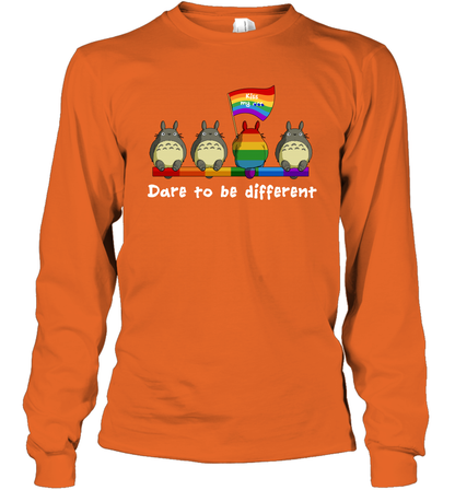 Dare To Be Different Totoro LGBT Long Sleeve T-Shirt Long Sleeve T-Shirt Orange