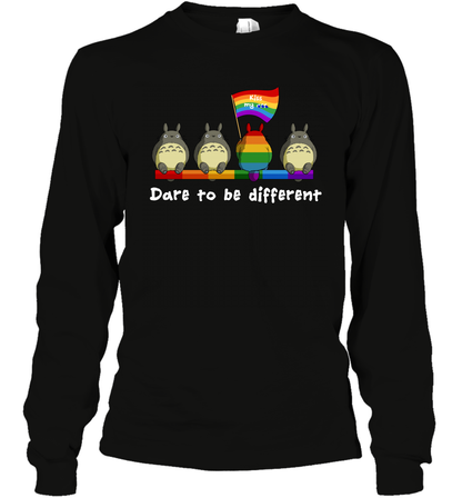 Dare To Be Different Totoro LGBT Long Sleeve T-Shirt Long Sleeve T-Shirt Black