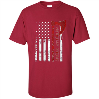 American Viking Flag Shirt Patriotic American T-shirt Cardinal