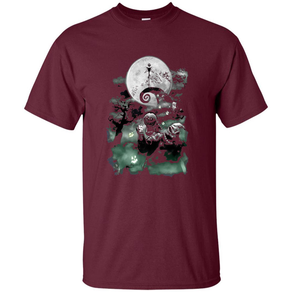 The Nightmare Before Christmas Haunted Scene T-Shirt Maroon