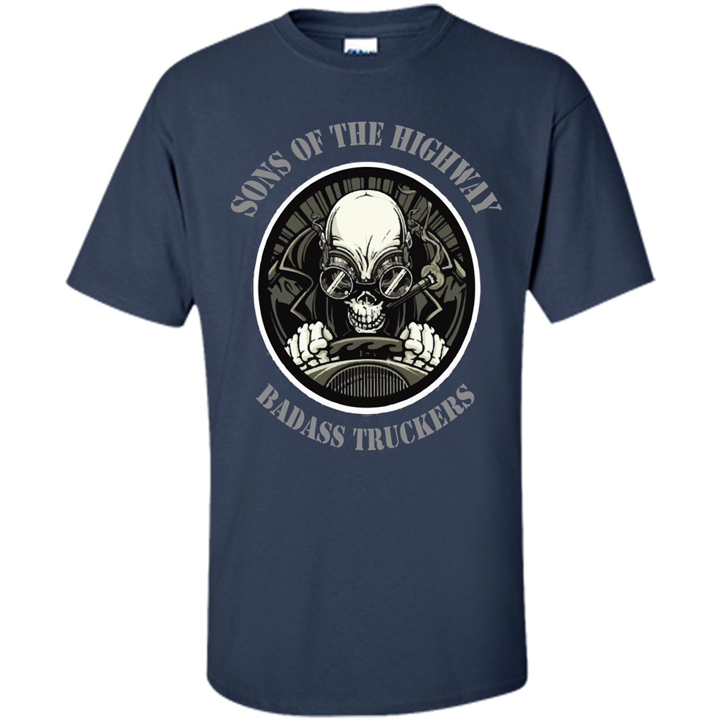 Trucker T-shirt Sons Of The Highway Badass Truckers T-shirt Navy