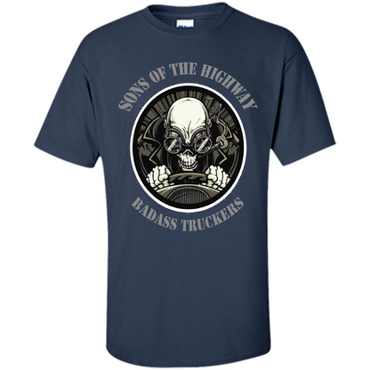 Trucker T-shirt Sons Of The Highway Badass Truckers T-shirt Navy