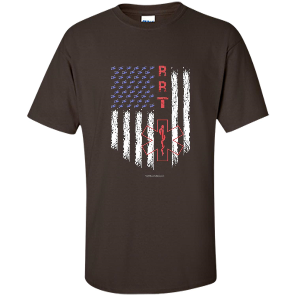 RRT - Respiratory Therapist American Flag T-shirt Dark Chocolate