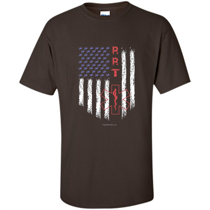 RRT - Respiratory Therapist American Flag T-shirt Dark Chocolate