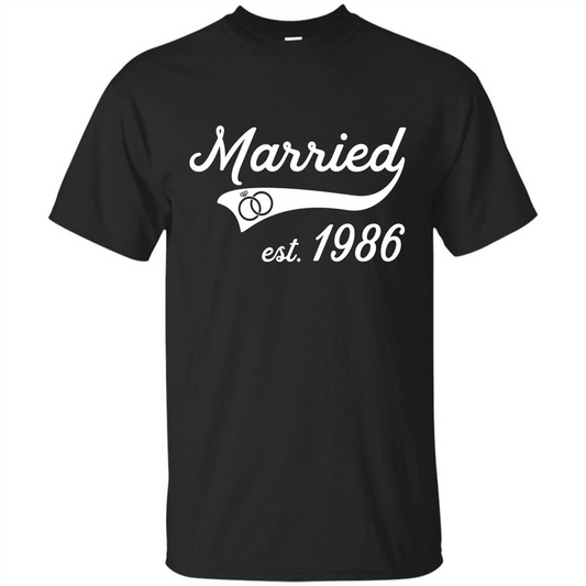 Married Since 1986 T-shirt Wedding Anniversary T-Shirt Black