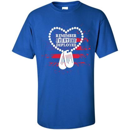 Military T-shirt RED Remember Everyone Deployed Royal