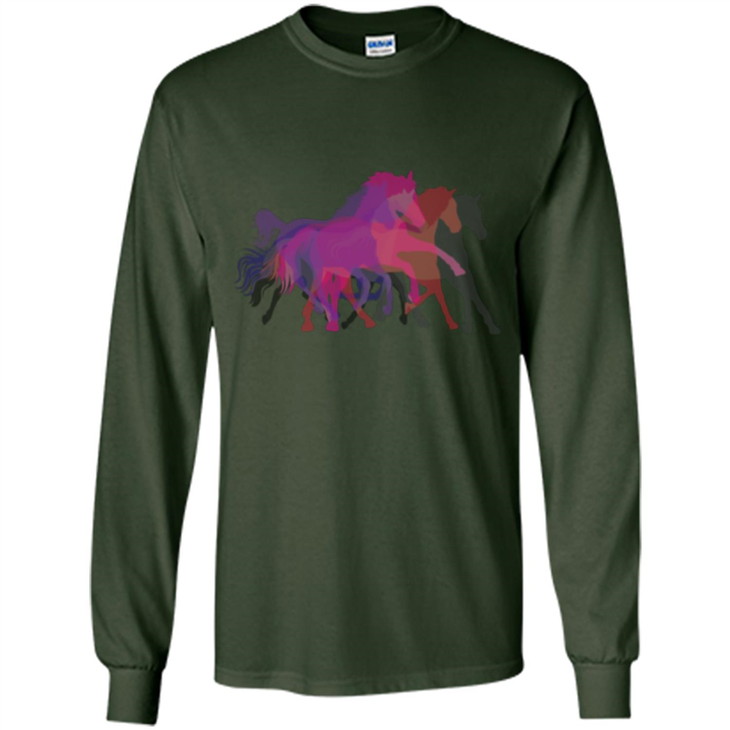 Beautiful Shadow Horses T-shirt Forest Green