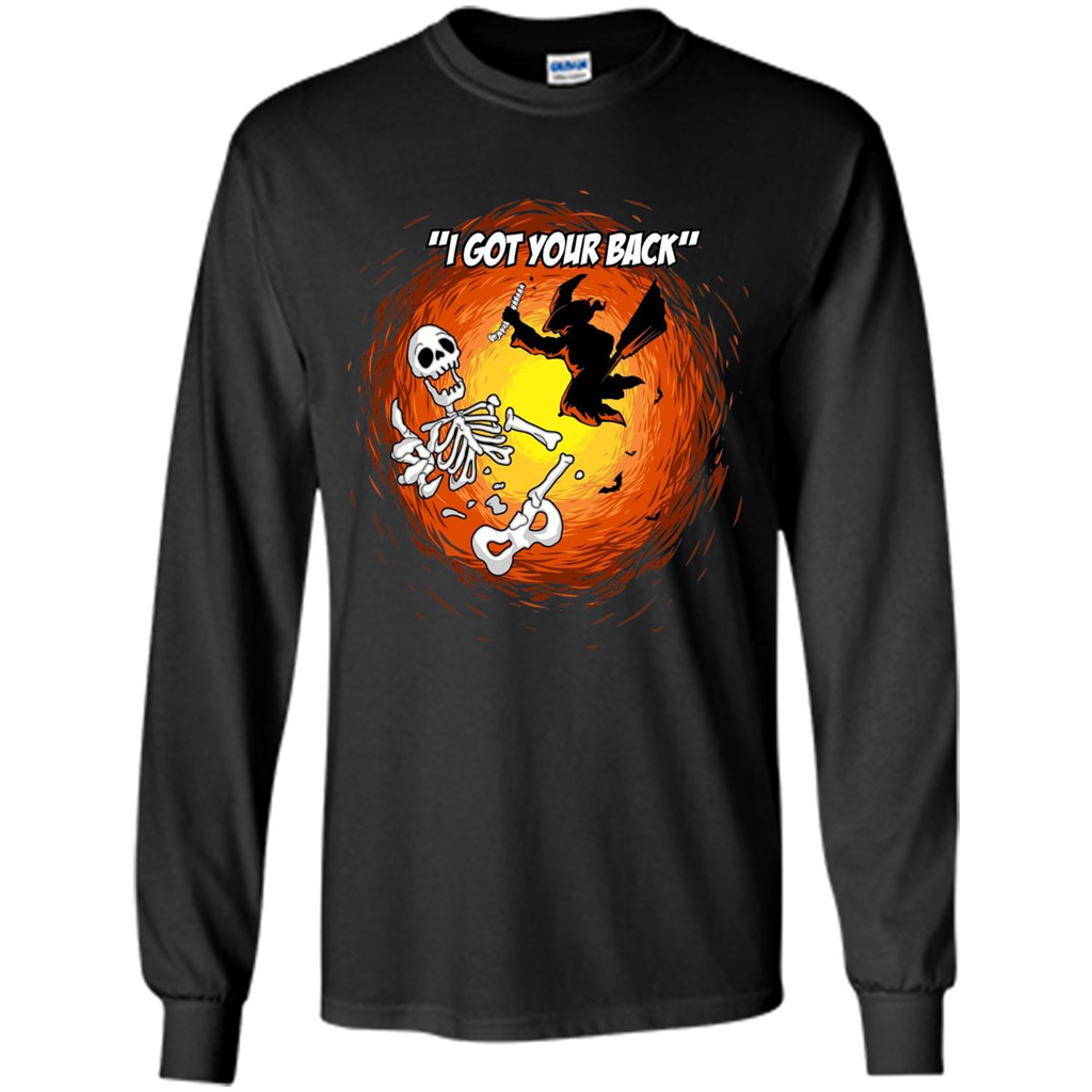 Funny Witch Skeleton Halloween 2017 I Got Your Back T-shirt Black