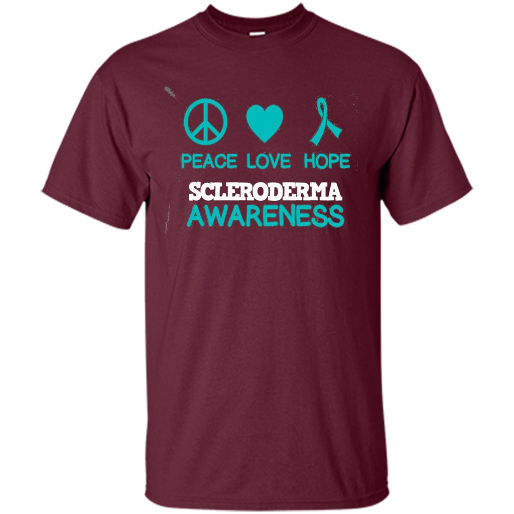 Scleroderma Awareness Ribbon Support T-shirt Peace Love Hope T-shirt Maroon