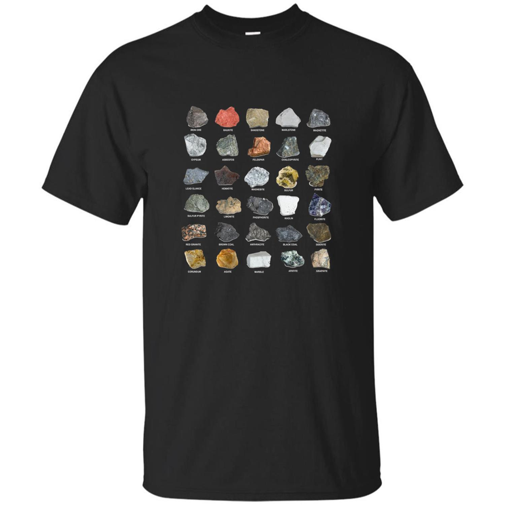 Ores and Minerals Gems and Crystals Rock Collecting T-shirt Black
