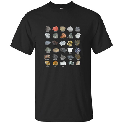 Ores and Minerals Gems and Crystals Rock Collecting T-shirt Black