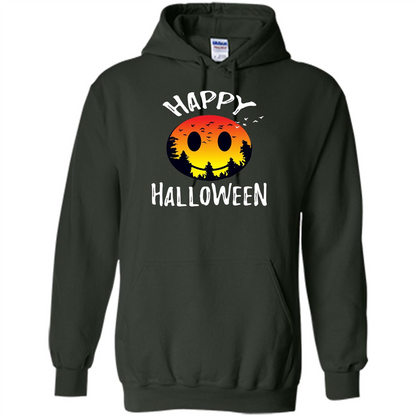 Cute Halloween T-shirt Spooky Camp Happy Face Emoji T-shirt Forest Green