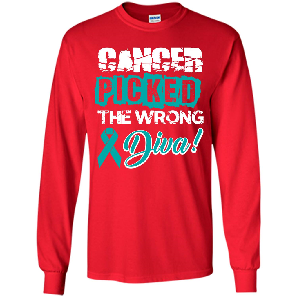 Cancer Awareness T-shirt Cancer Picked The Wrong Diva T-shirt Red
