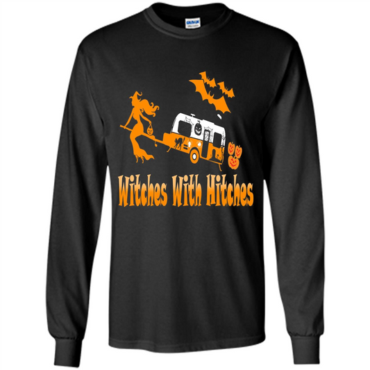 Funny Halloween T-shirt Witches With Hitches Camping Black