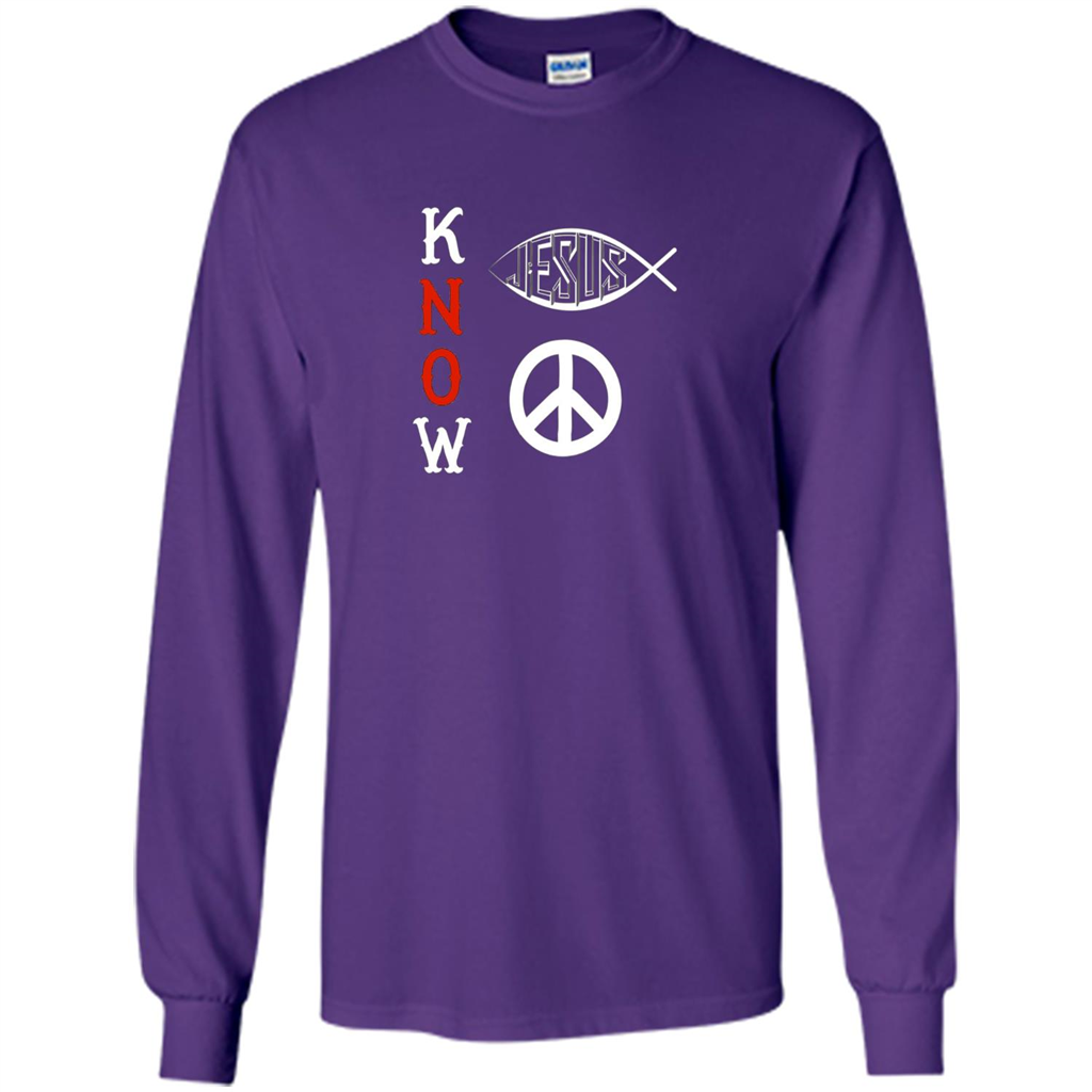 Christian T-shirt Know Jesus Know Peace Purple