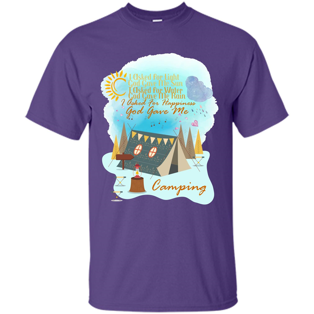 Camping T-shirt I Asked For Happiness God Gave Me Camping Purple