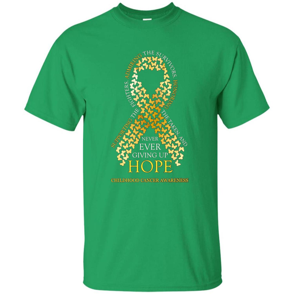 Childhood Cancer Awareness T-shirt Never Ever Giving Up Hope T-shirt Irish Green