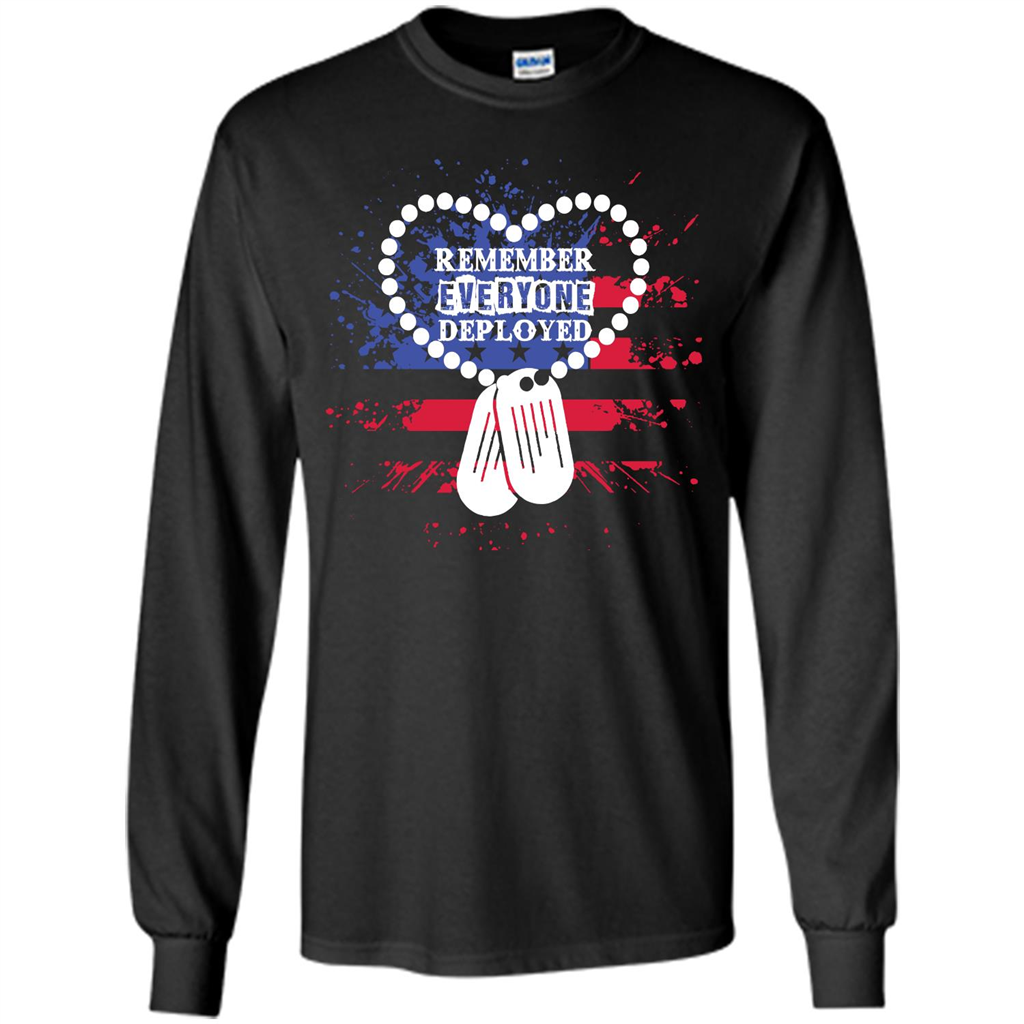 Military T-shirt RED Remember Everyone Deployed Black