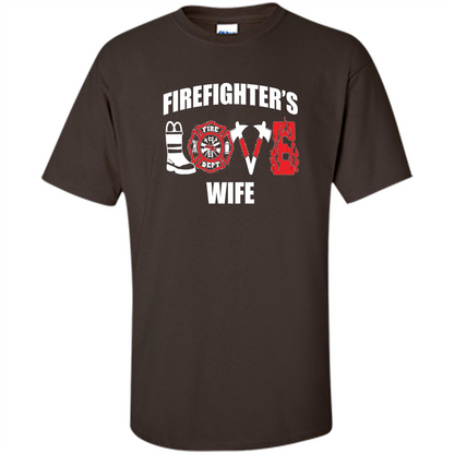 Firefighter Wife Love T-Shirt Dark Chocolate