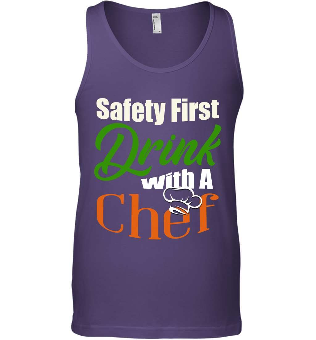 Safety First Drink With A Chef Saint Patricks Day Shirt Tank Top Purple