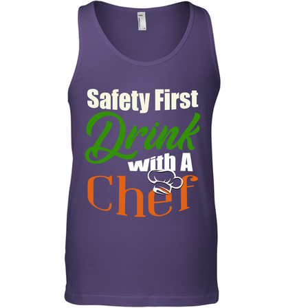Safety First Drink With A Chef Saint Patricks Day Shirt Tank Top Purple