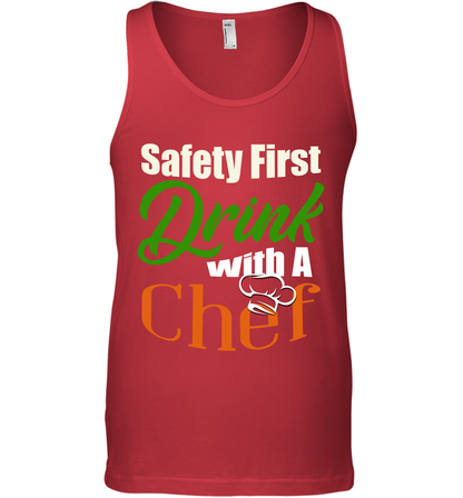Safety First Drink With A Chef Saint Patricks Day Shirt Tank Top Red