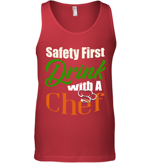 Safety First Drink With A Chef Saint Patricks Day ShirtCanvas Unisex Ringspun Tank