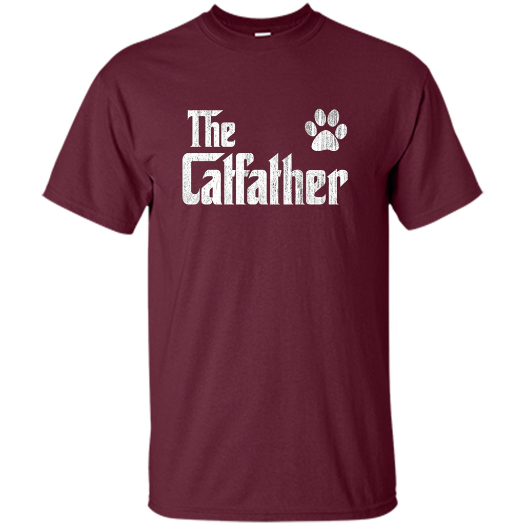 Cat Lover T-shirt The Catfather Maroon