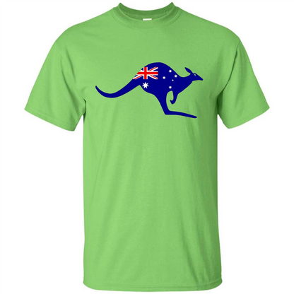 Australian Flag Kangaroo T-shirt Australia Vacation T-shirt Lime