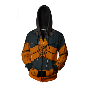 Half-Life Gordon Freeman Cosplay Zip Up Hoodie Jacket Joggers   