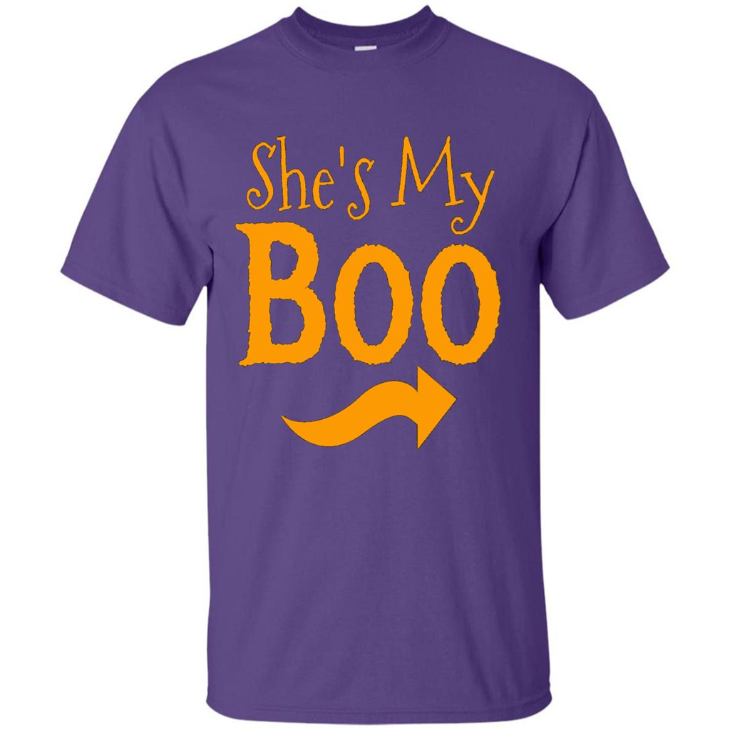 She's My Boo - Halloween Couples T-shirts For Him and Her Purple