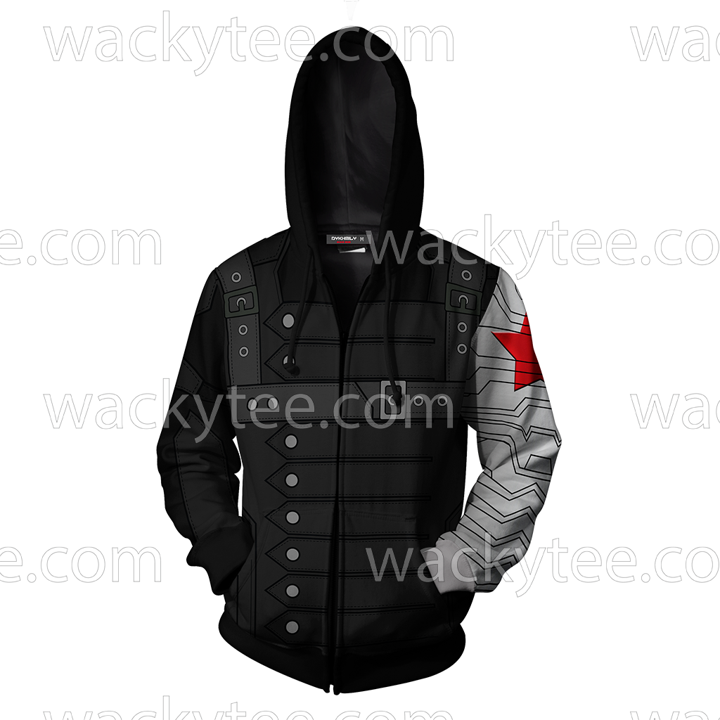 Captain America: The Winter Soldier Bucky Barnes Cosplay Zip Up Hoodie Jacket