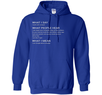 What People Hear When I say I Work With Computers T-Shirt cool shirt Royal