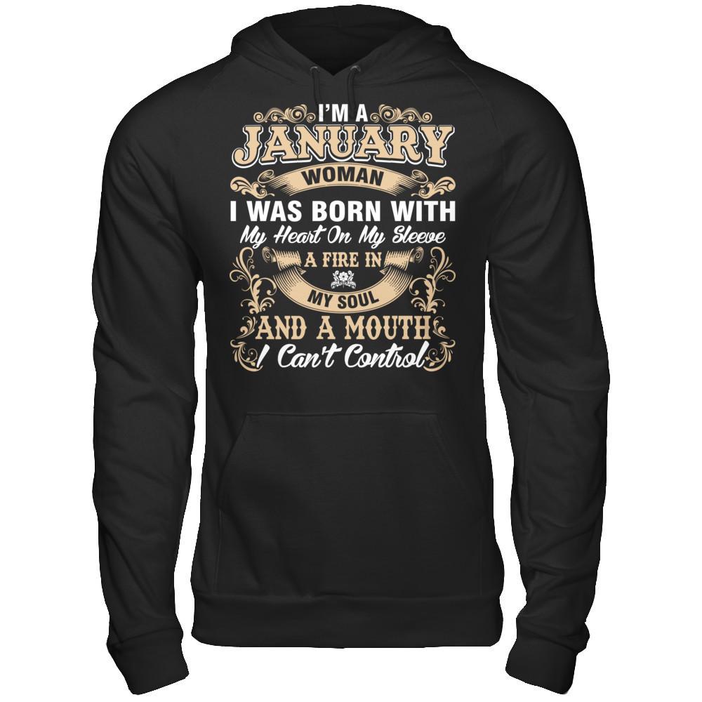 I'm A January Woman T-shirt Gildan - Pullover Hoodie Black