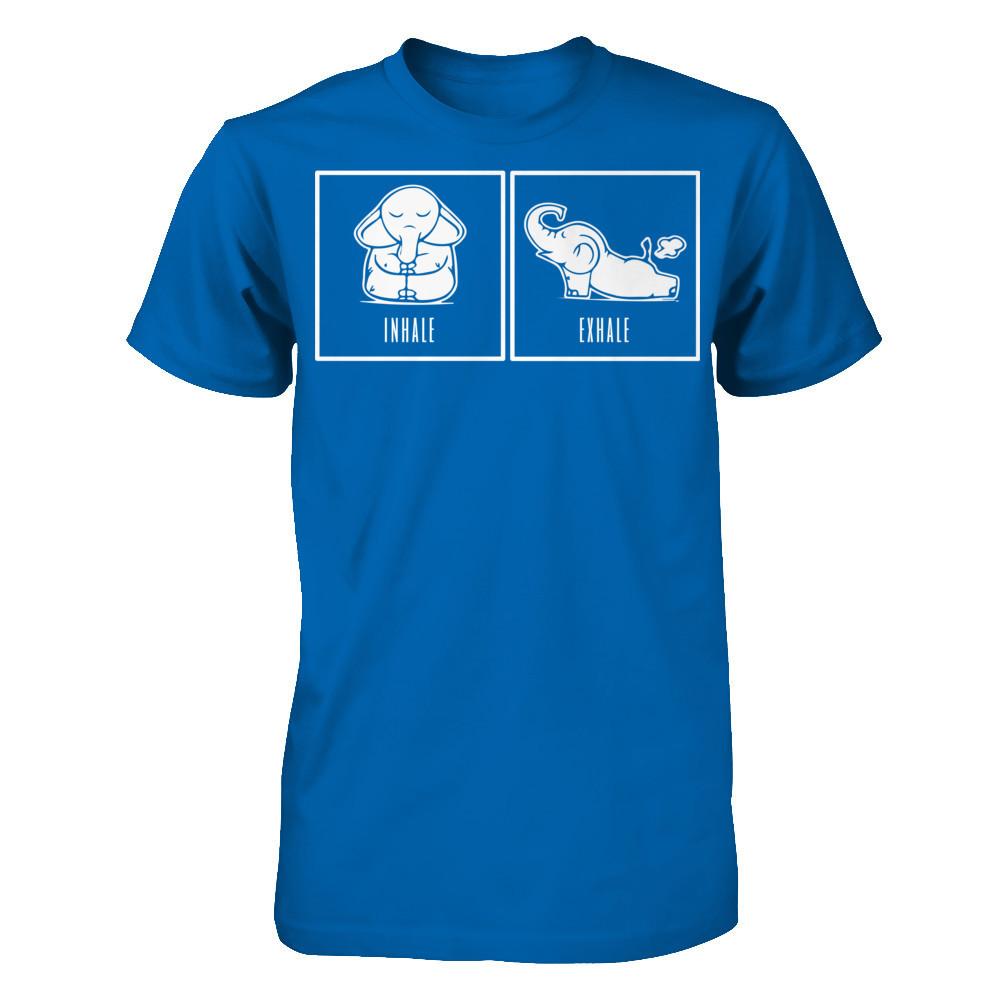 Elephant Inhale - Exhale T-shirt Gildan - Short Sleeve Tee Royal