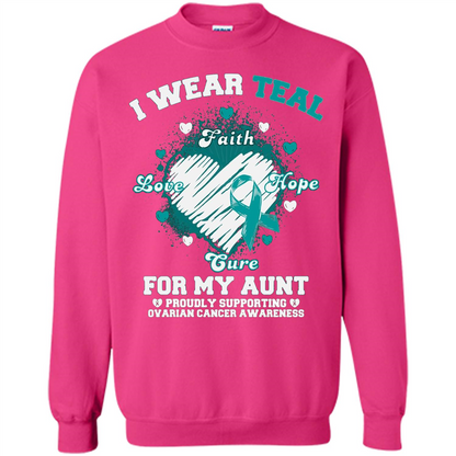 I Wear Teal For My Aunt - Ovarian Cancer Awareness T-Shirt Heliconia