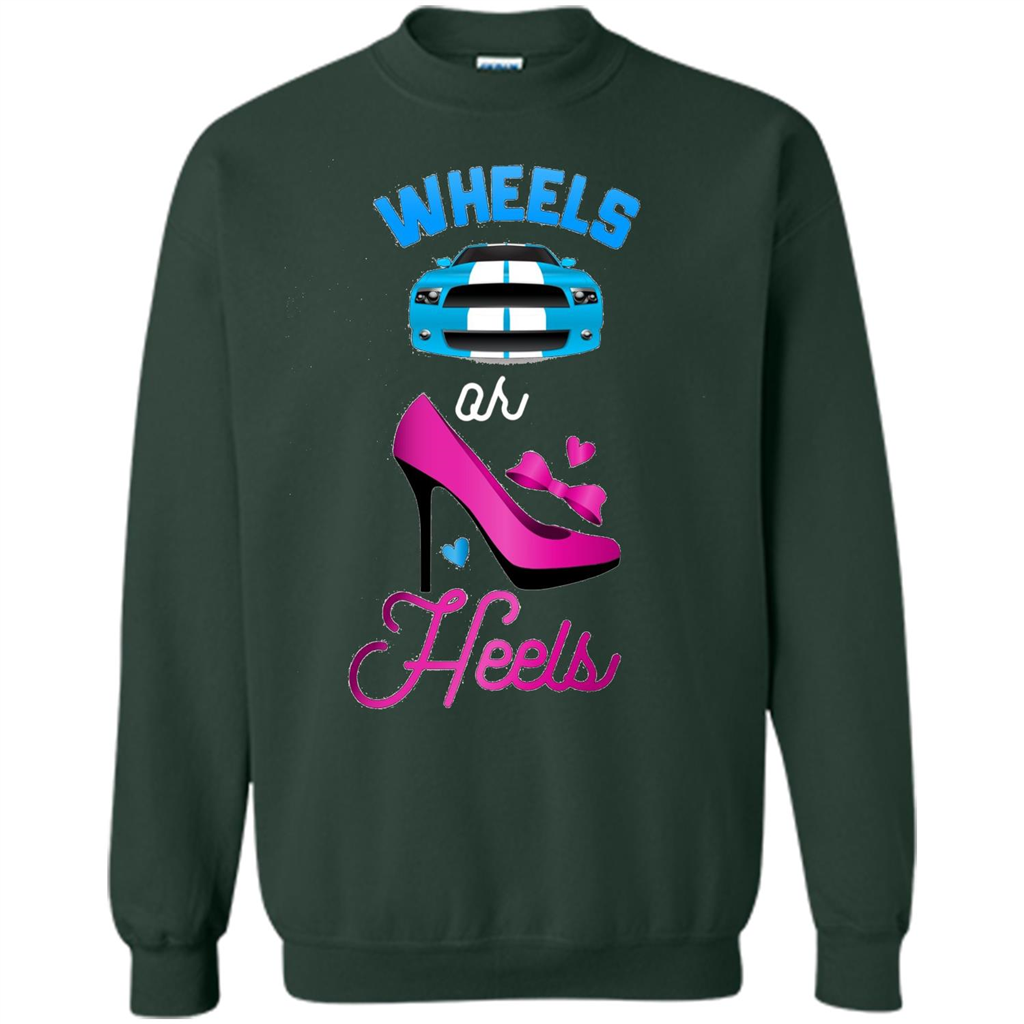 Wheels Or Heels We Love You Gender Reveal Party T-shirt Forest Green