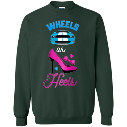 Wheels Or Heels We Love You Gender Reveal Party T-shirt Forest Green