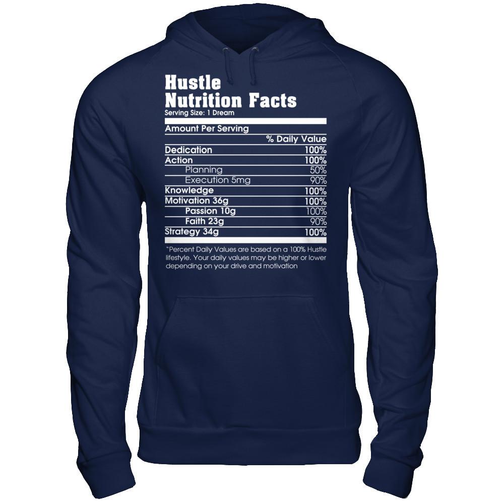 Hustle Nutrition Facts T-shirt Gildan - Pullover Hoodie Navy