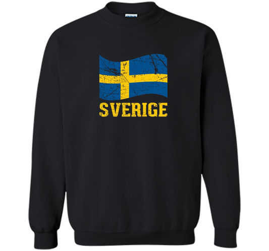 Swedish Flag, Sverige Souvenir Vintage T-Shirt t-shirt Black