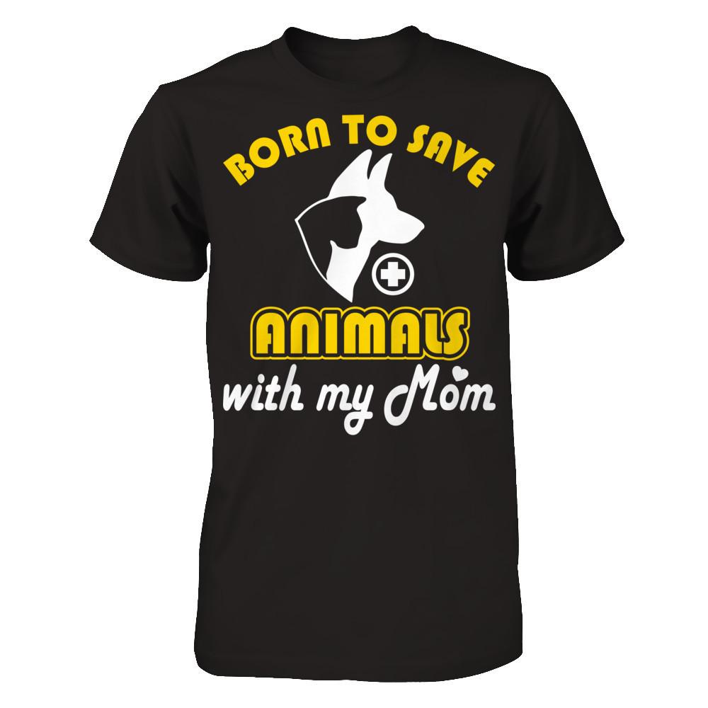 Born to Save Animals With My Mom T-shirt Gildan - Short Sleeve Tee Black