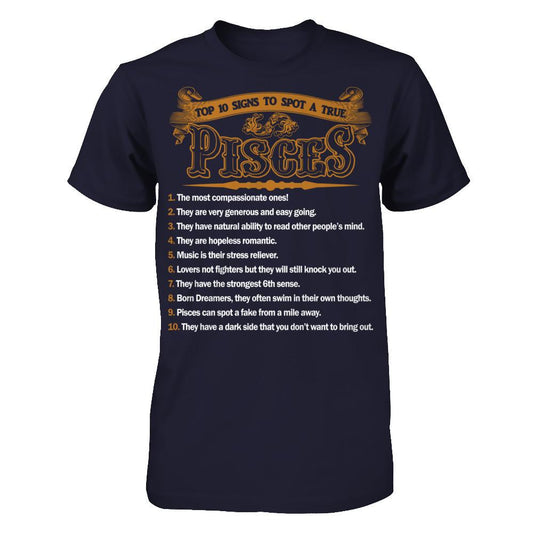 Top 10 Signs To Spot A True Pisces T-shirt Next Level - Unisex Fitted Tee Midnight Navy