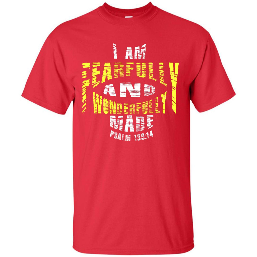 Christian T-shirt I Am Fearfully And Wonderfully Made Psalm Red