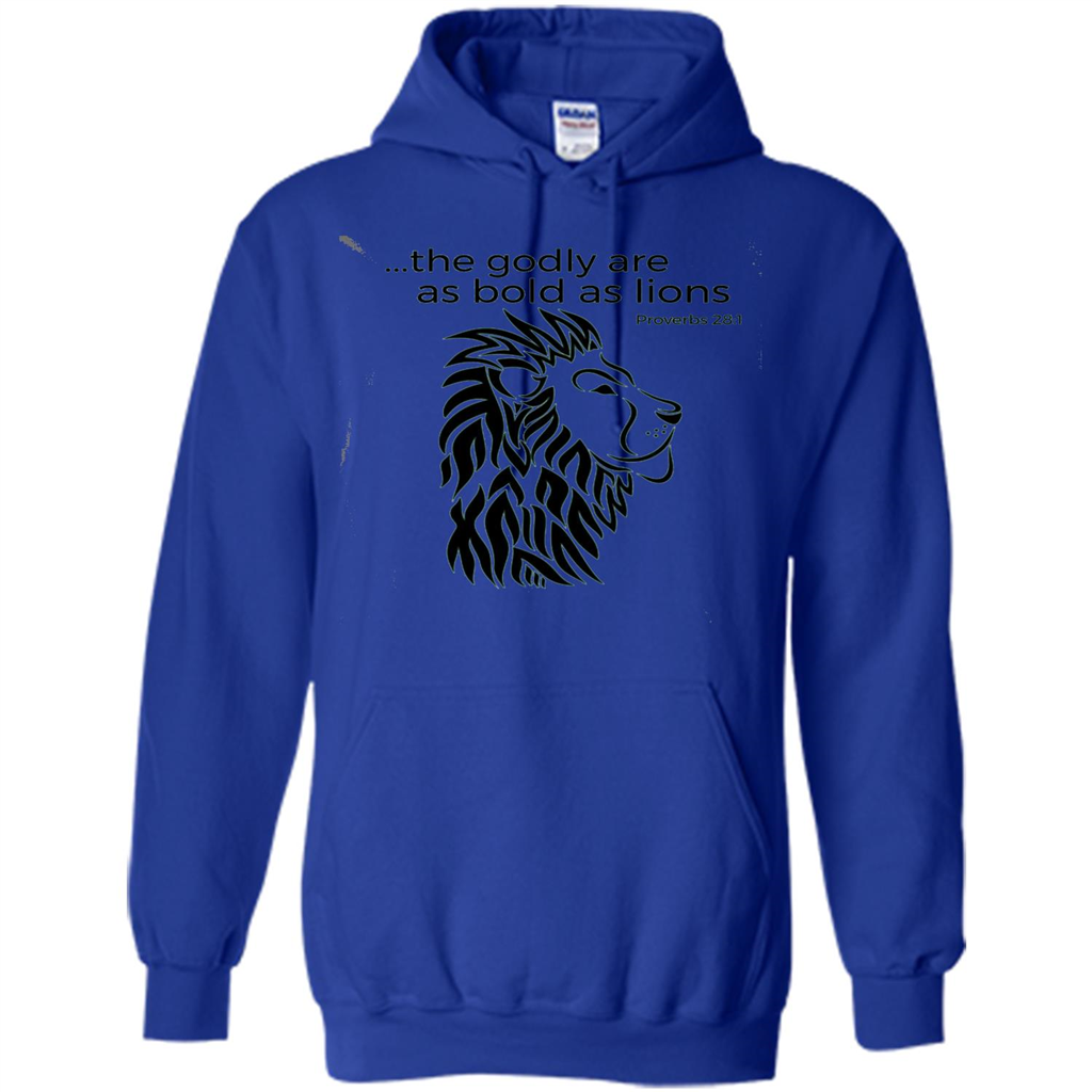 Proverbs 28:1 The Godly Are As Bold As Lions Bible Christian T-shirt Royal