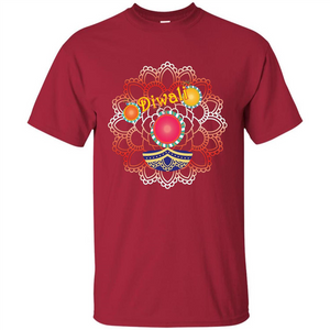 Diwali T-shirt Vibrant Rangoli Lamp And Firecrackers Diwali Tshirt