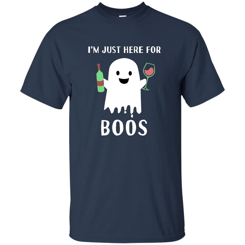 I'm Just Here For Boos T-shirt Funny Halloween Wine for Adults Navy