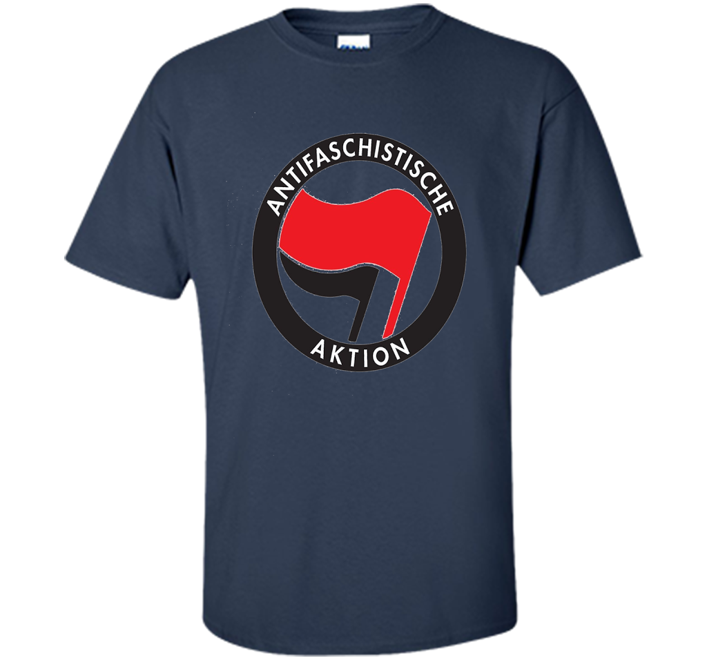 Antifa Logo Antifa Flag Anti Fascist T-shirt Navy