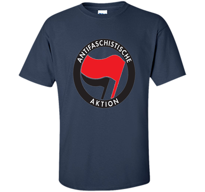 Antifa Logo Antifa Flag Anti Fascist T-shirt Navy